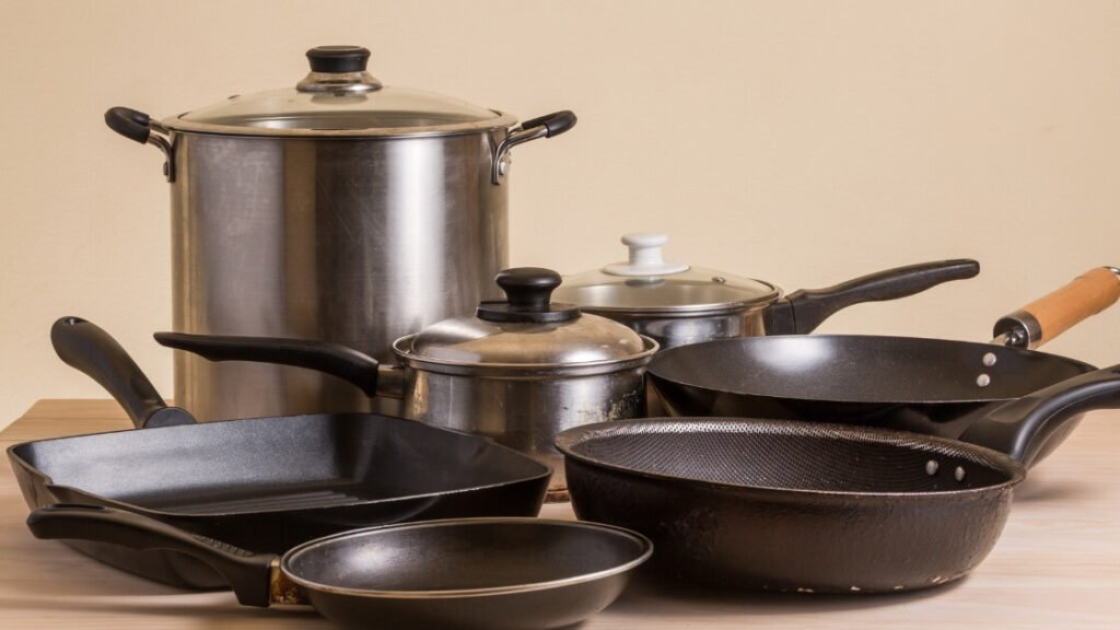 pots and pans on a table